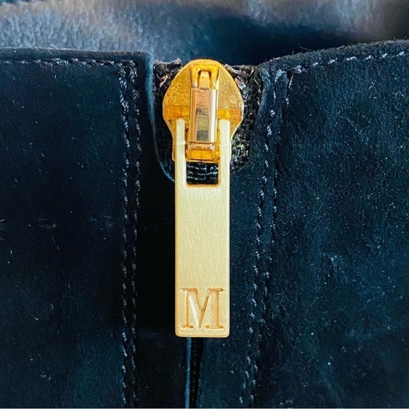 BRUNO MAGLI Vinny Suede Ankle Booties Made in ITALY Block Heel Black Size 12 NEW - Picture 7 of 16